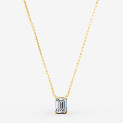 Classic Emerald Solitaire Pendant in 18K Yellow Gold
