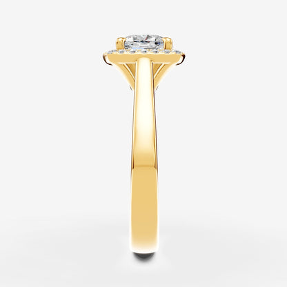 Halo Cushion Solitaire Ring in 18K Yellow Gold