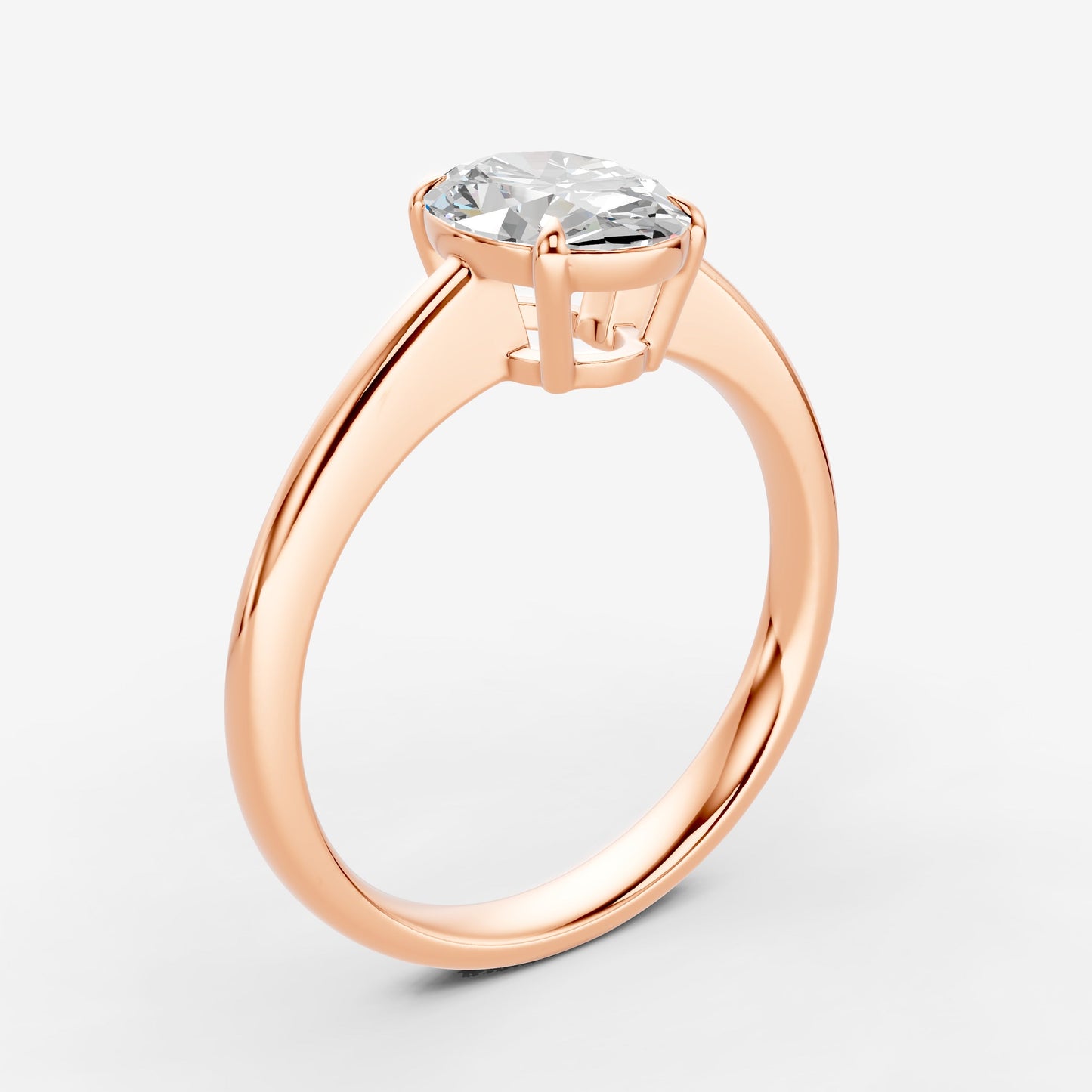Classic Oval Solitaire Ring in 18K Rose Gold