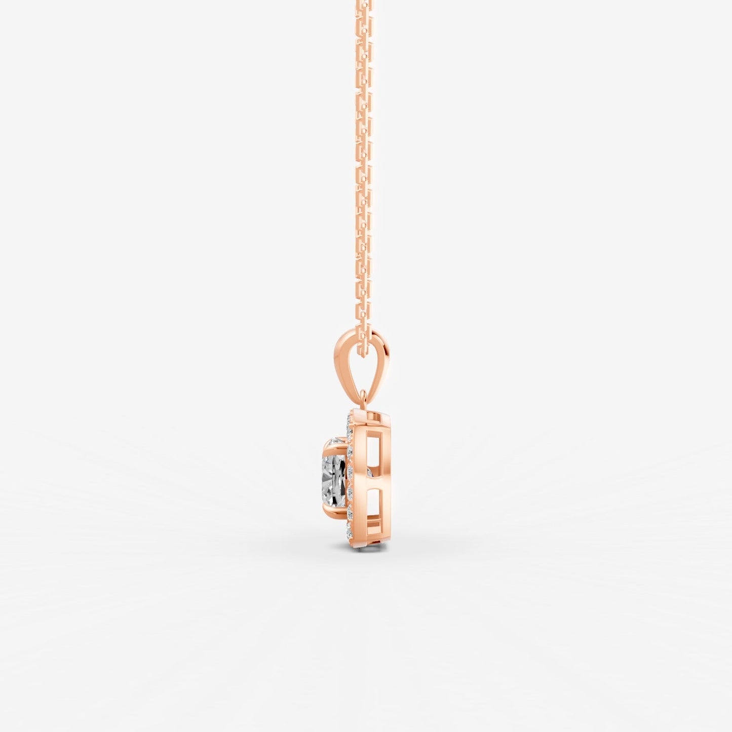 Halo Cushion Solitaire Pendant in 18K Rose Gold