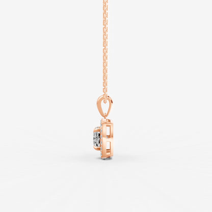 Halo Cushion Solitaire Pendant in 18K Rose Gold