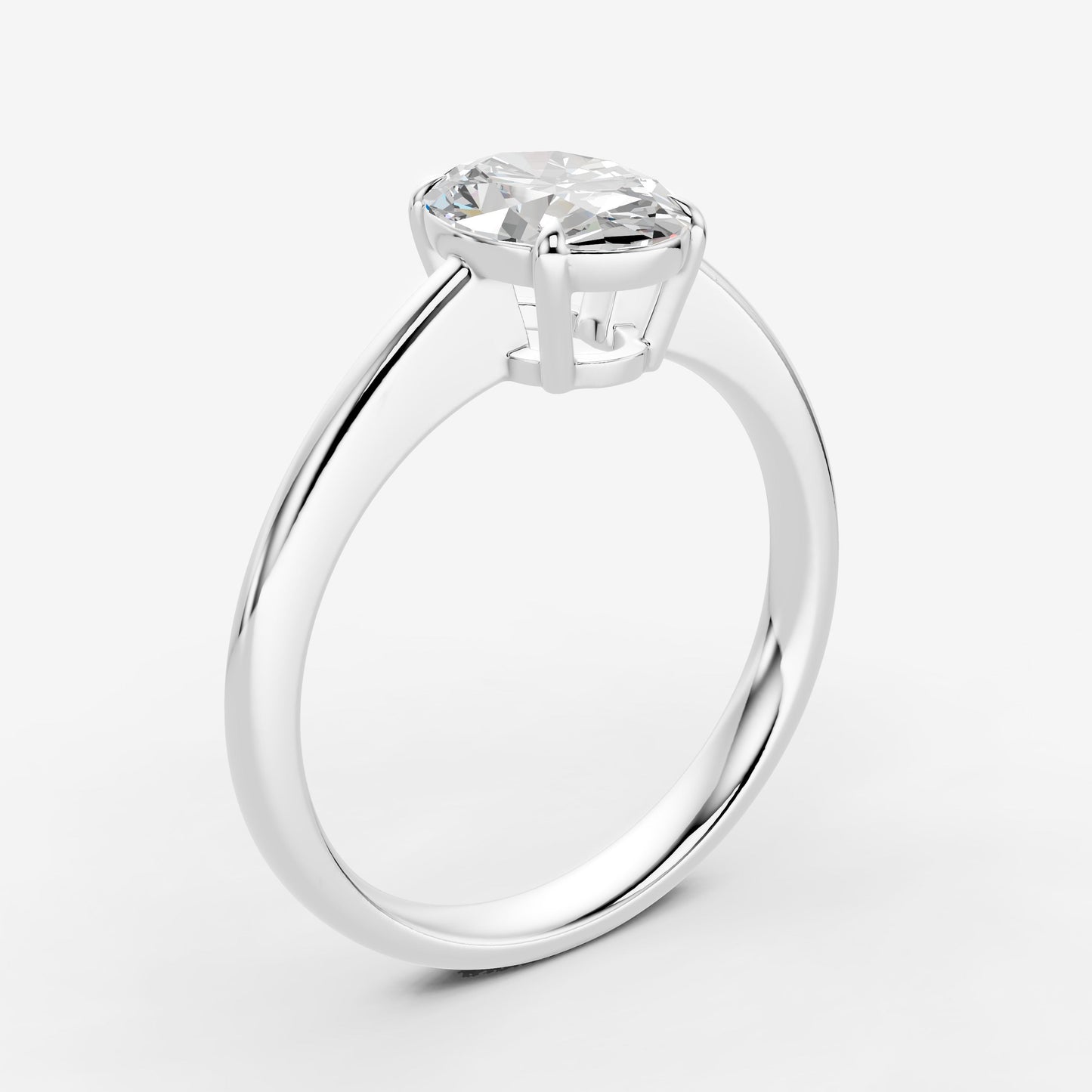 Classic Oval Solitaire Ring in 18K White Gold