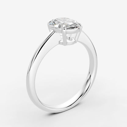 Classic Oval Solitaire Ring in 18K White Gold