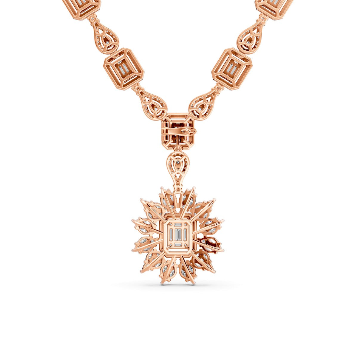 Red Carpet Rose Gold Diamond Sunburst Necklace