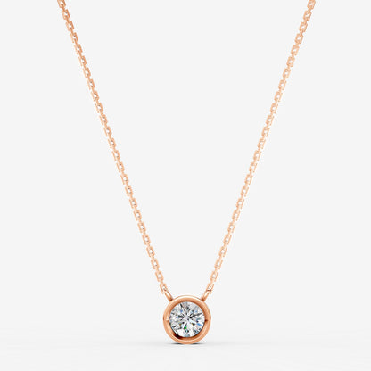 Bezel Round Solitaire Pendant in 18K Rose Gold