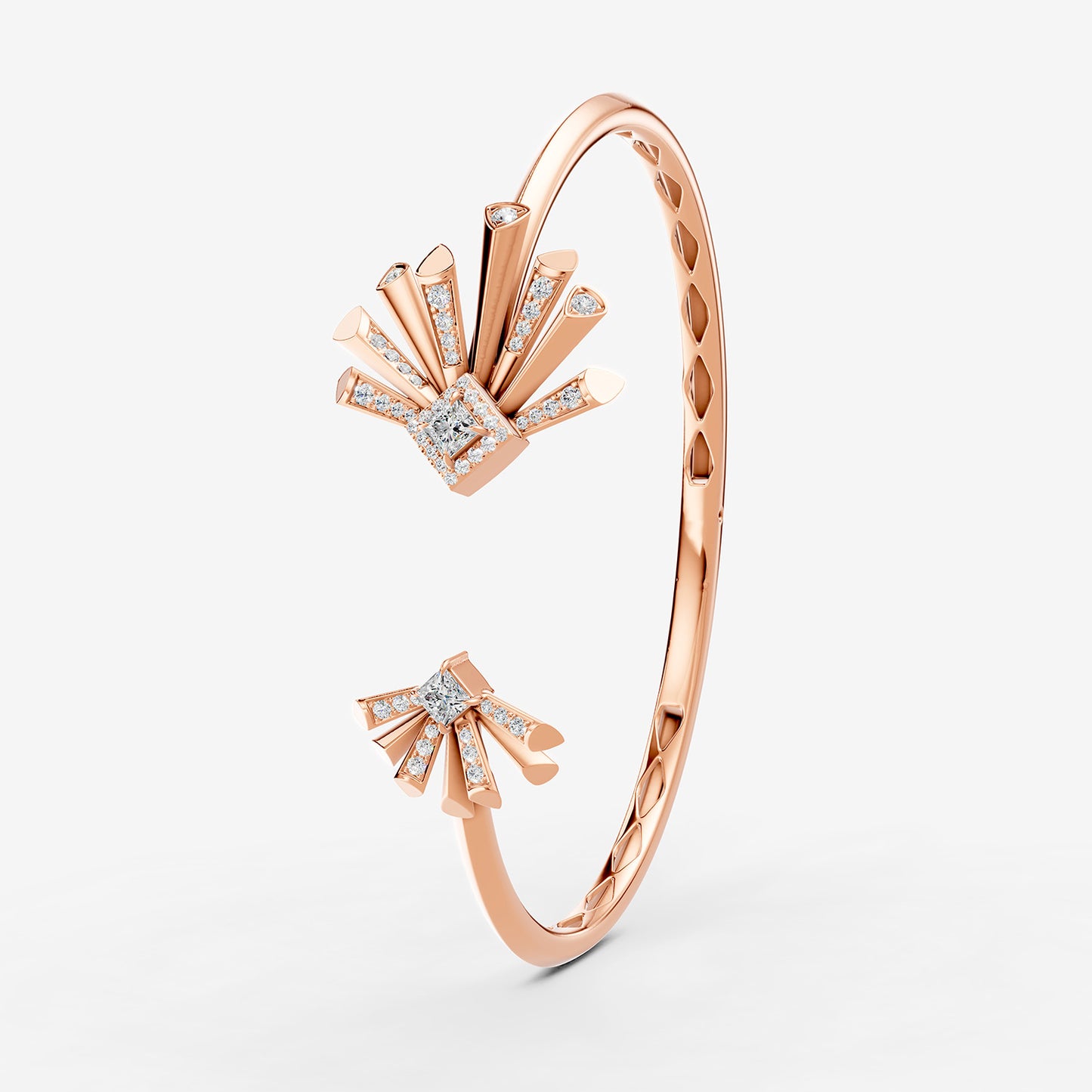 Carine Twin Starburst Diamond Bangle - Regular