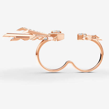 Carine Two Finger Starburst Diamond Ring in 18K Rose Gold