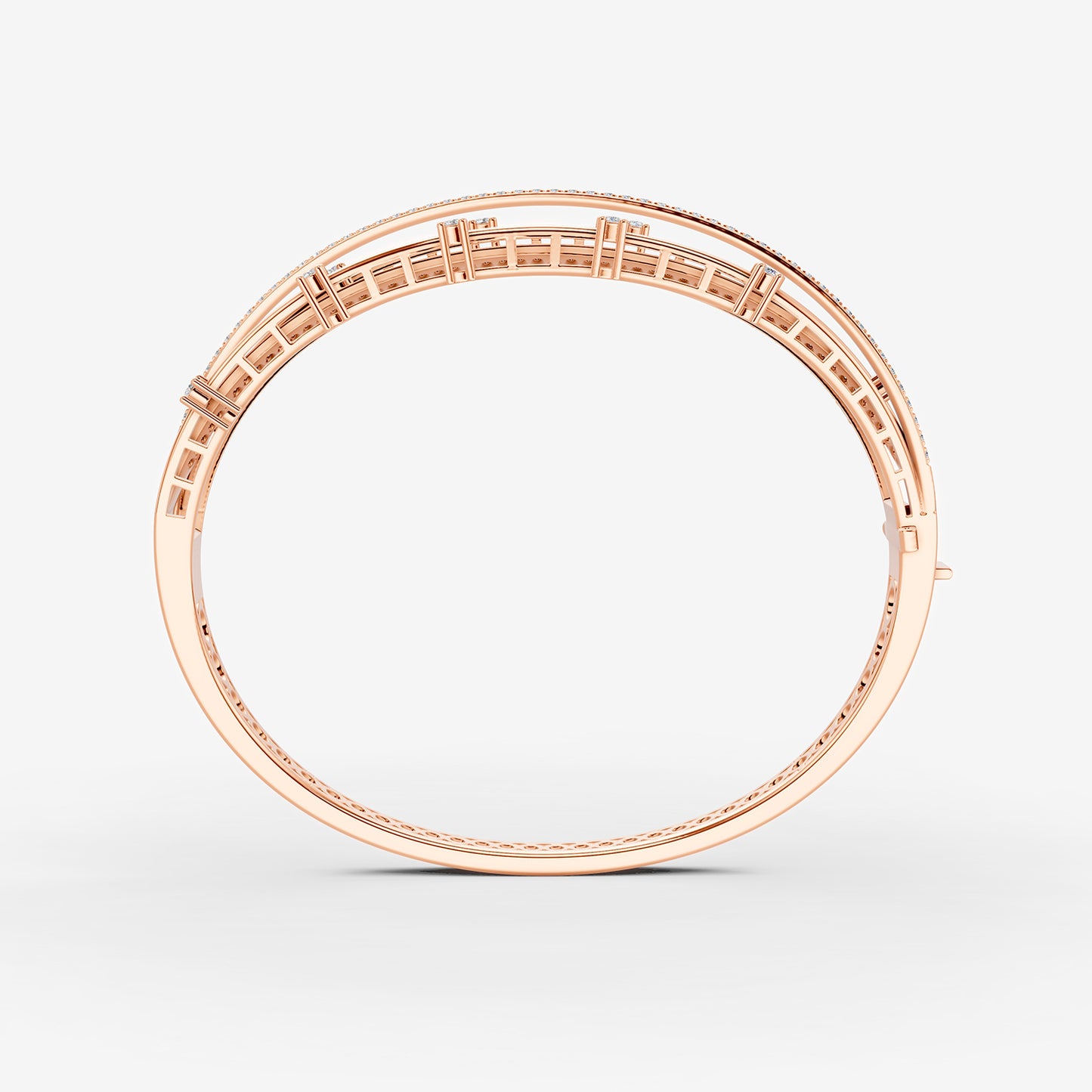 18K Rose gold Bangle set in Pave setting diamonds