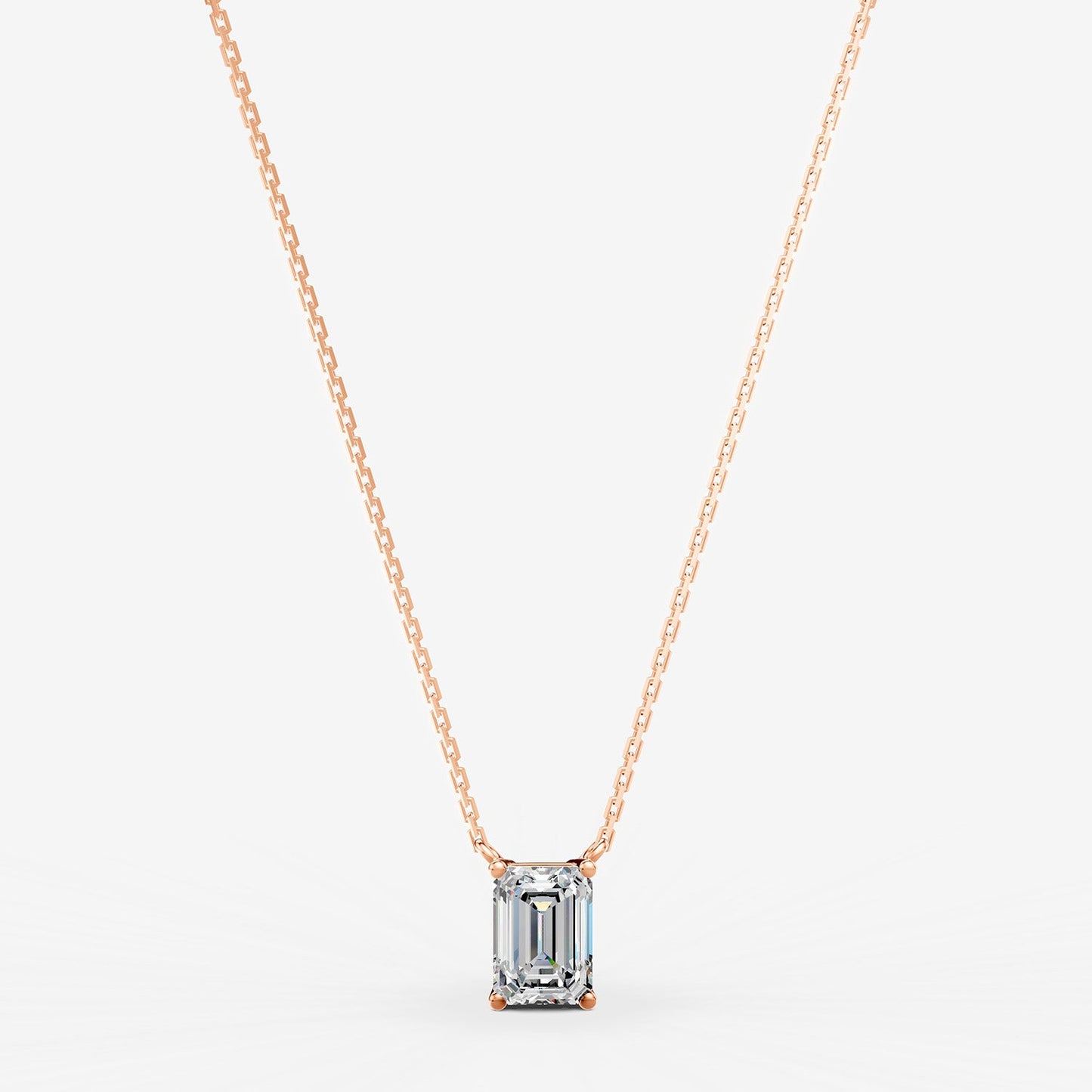 Classic Emerald Solitaire Pendant in 18K Rose Gold