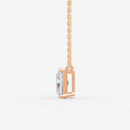 Classic Radiant Solitaire Pendant in 18K Rose Gold