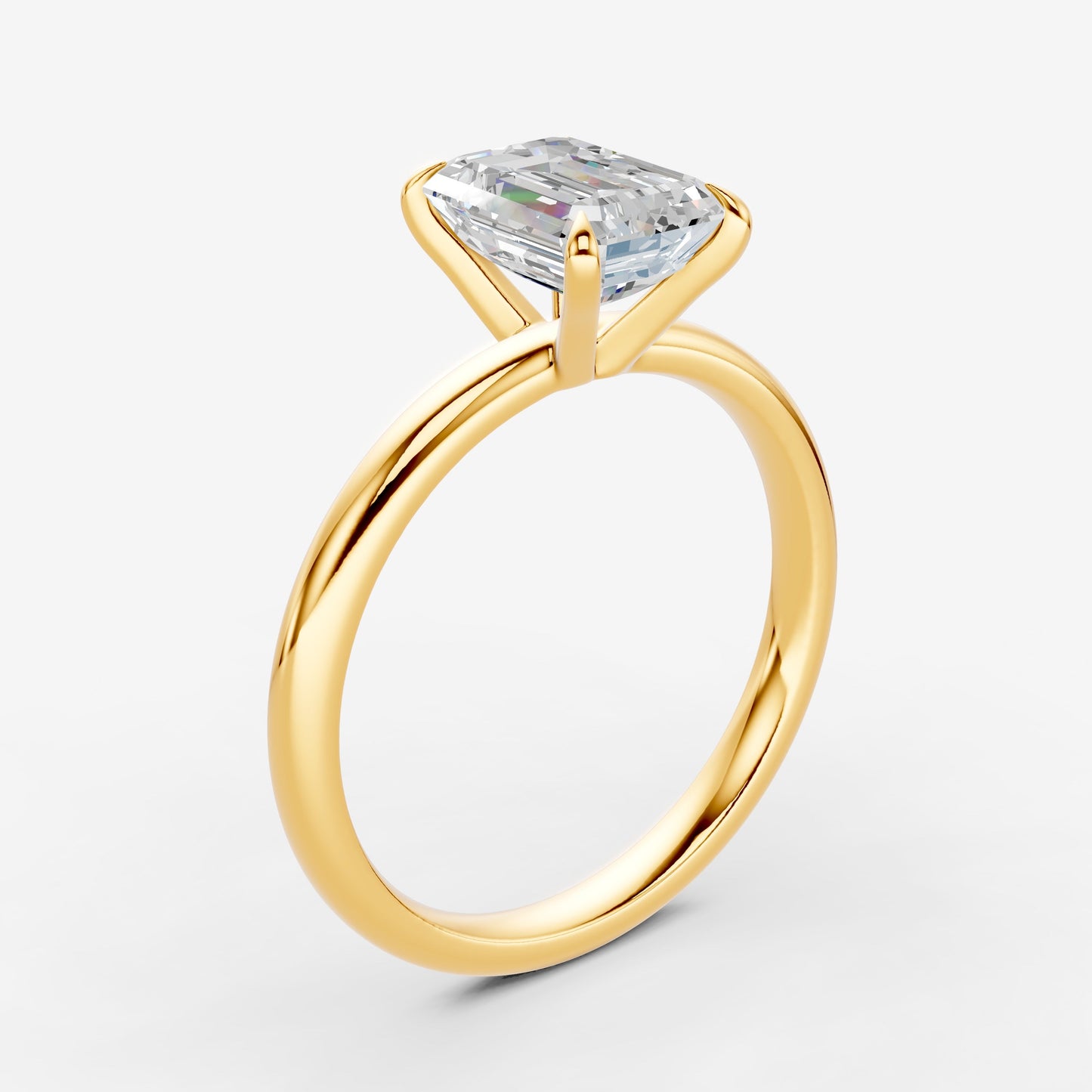 Classic Emerald Solitaire Ring in 18K Yellow Gold