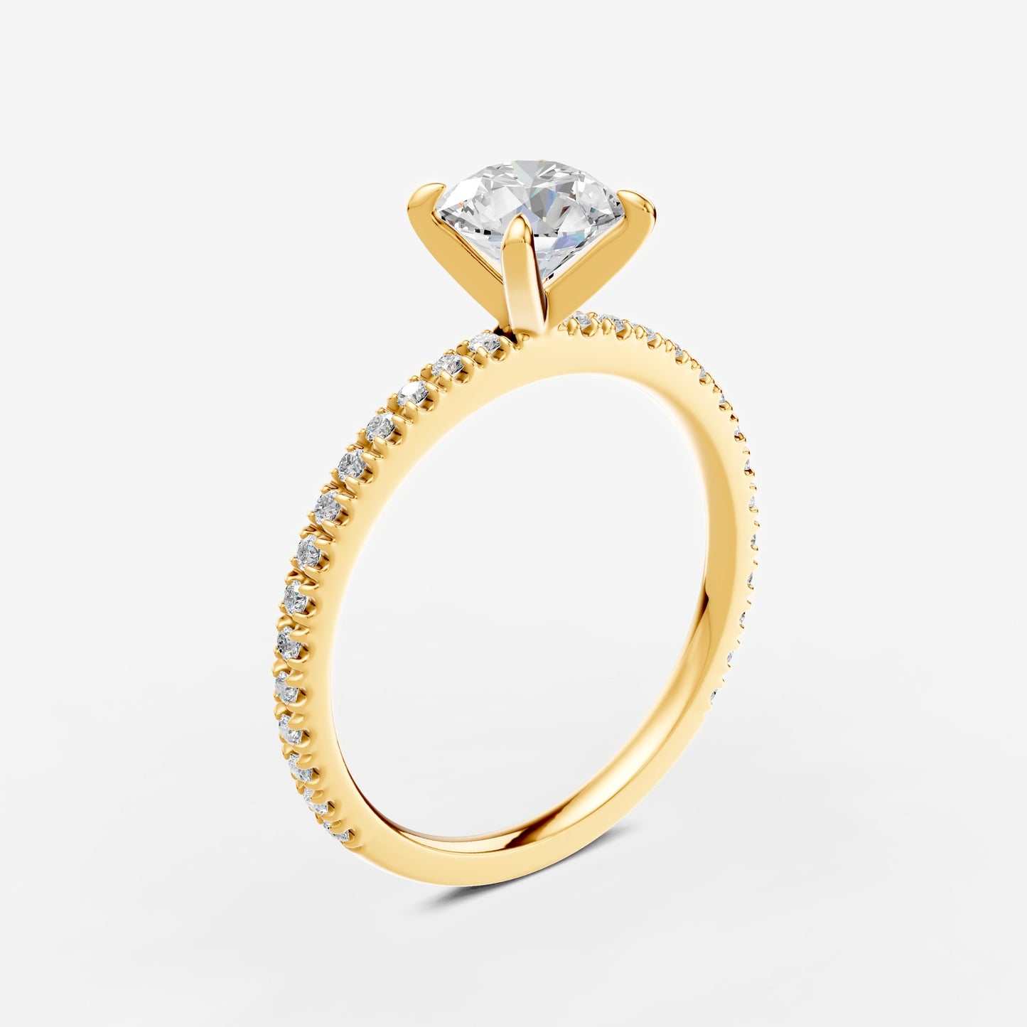 Round Solitaire Diamond Band Ring in 18K Yellow Gold