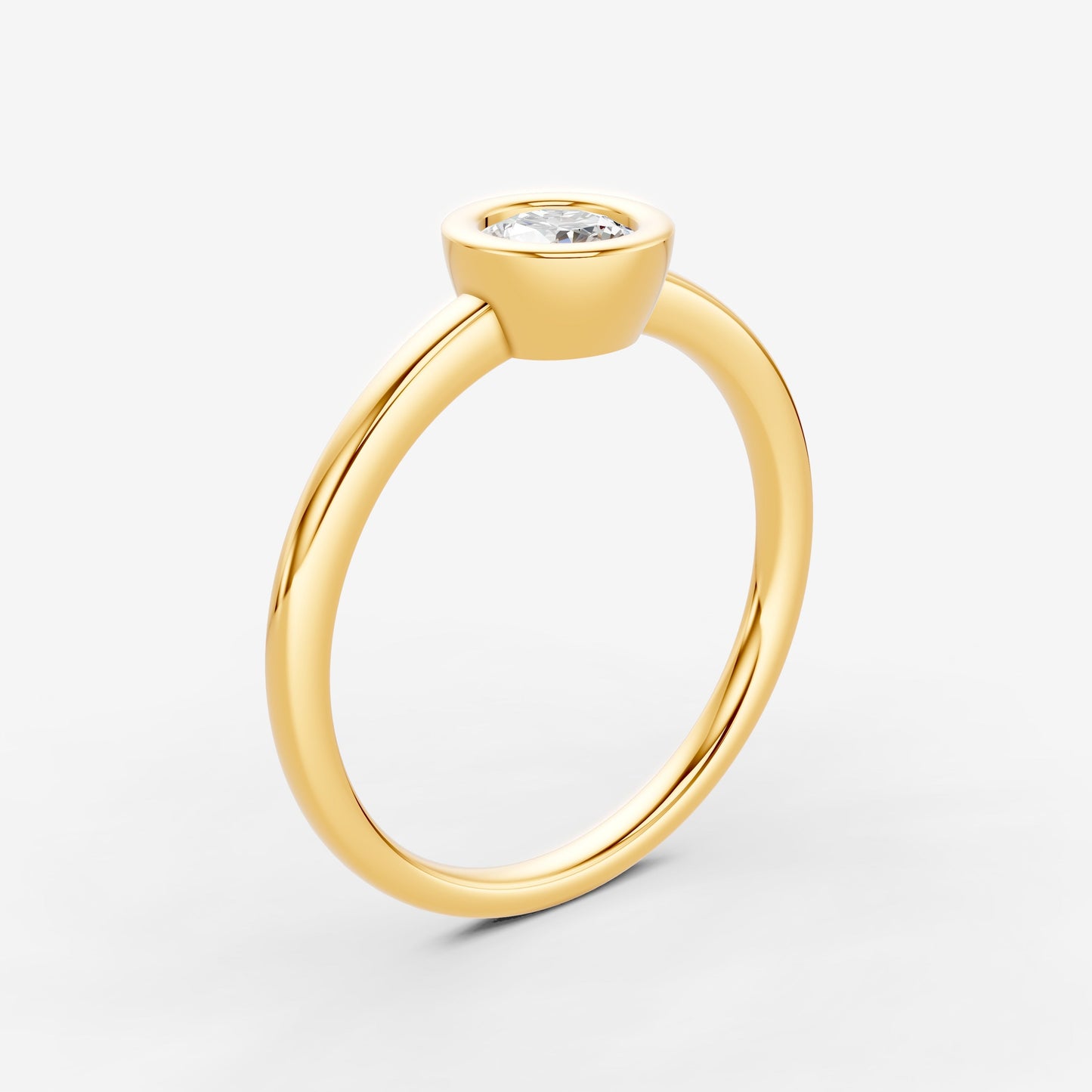 Bezel Round Solitaire Ring in 18K Yellow Gold