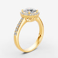 Halo Round Solitaire Ring in 18K Yellow Gold