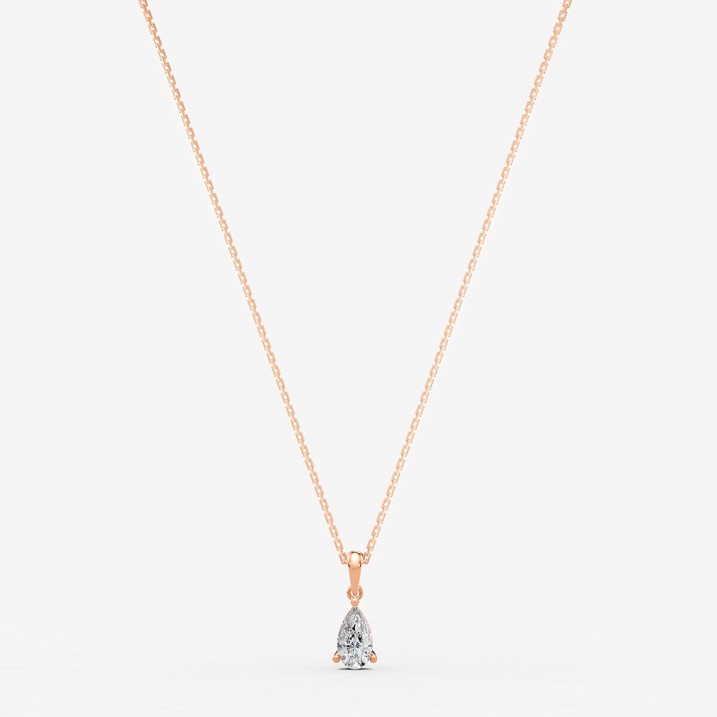 Classic Pear Solitaire Pendant in 18K Rose Gold