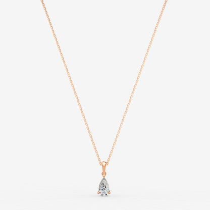 Classic Pear Solitaire Pendant in 18K Rose Gold