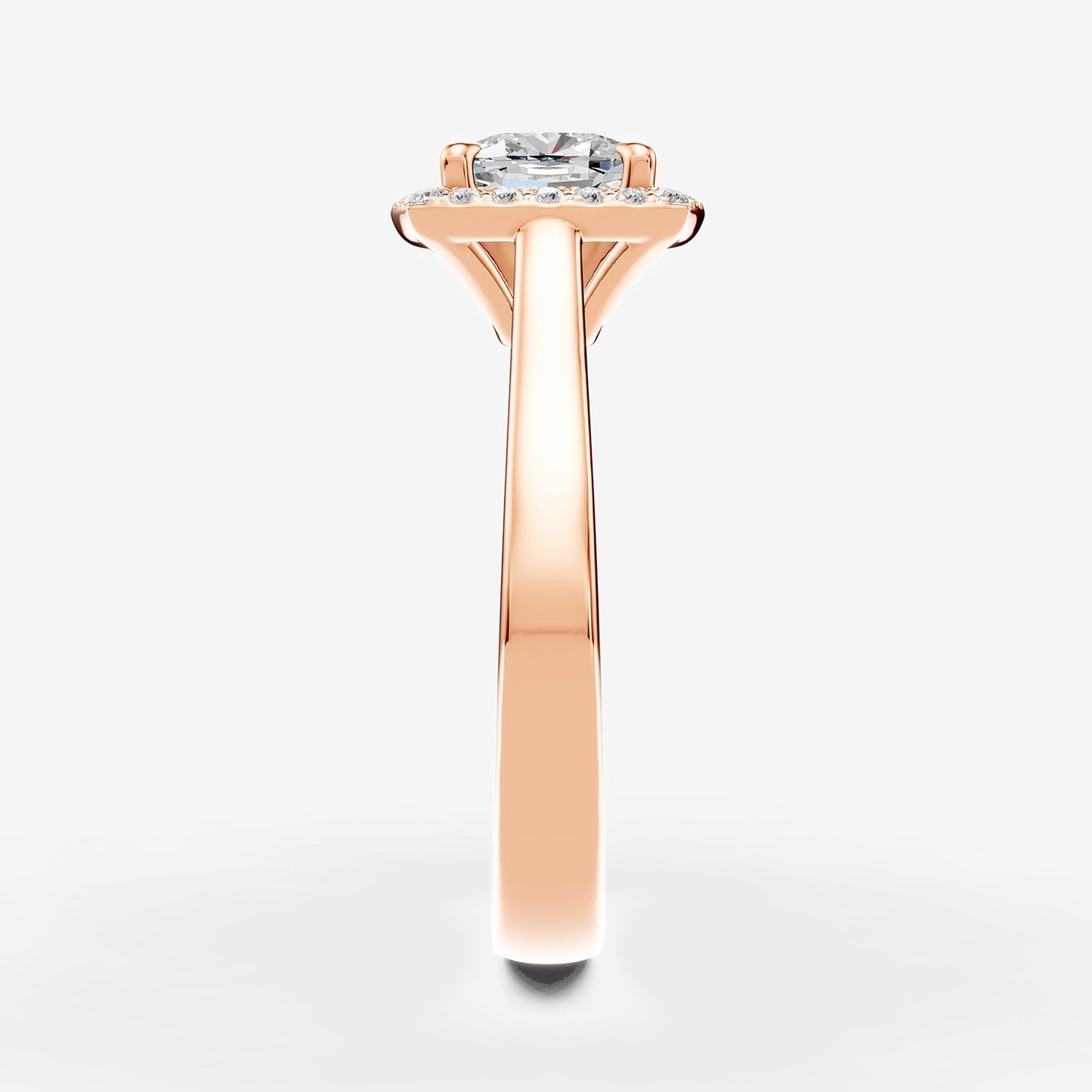 Halo Cushion Solitaire Ring in 18K Rose Gold