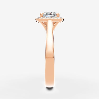 Halo Cushion Solitaire Ring in 18K Rose Gold
