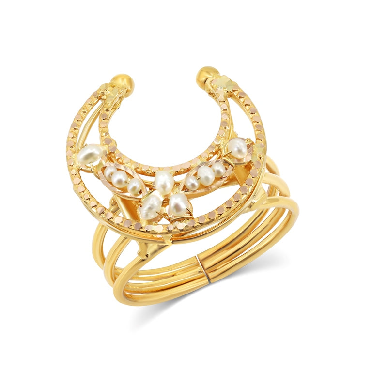 Moon Style 21K Bahraini Pearl Ring