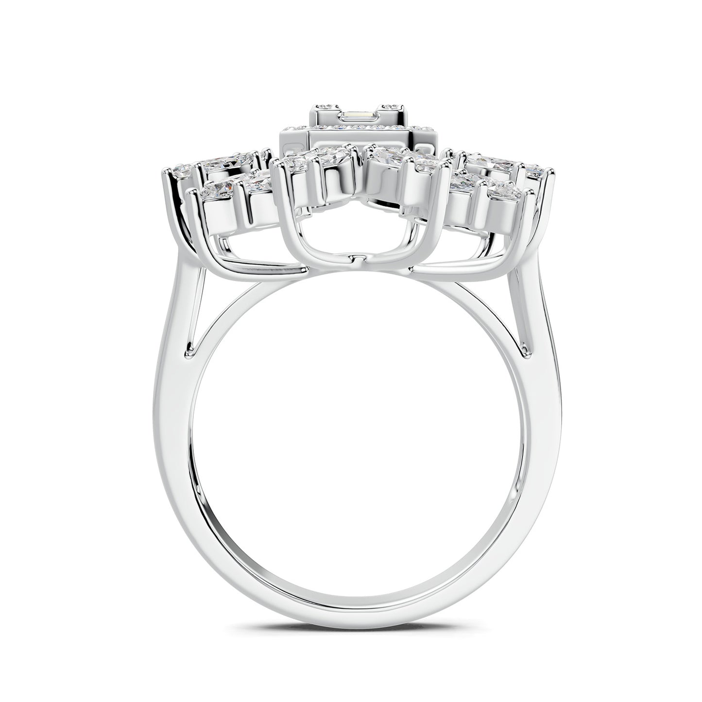 Red Carpet White Gold Diamond Sunburst Ring - Regular