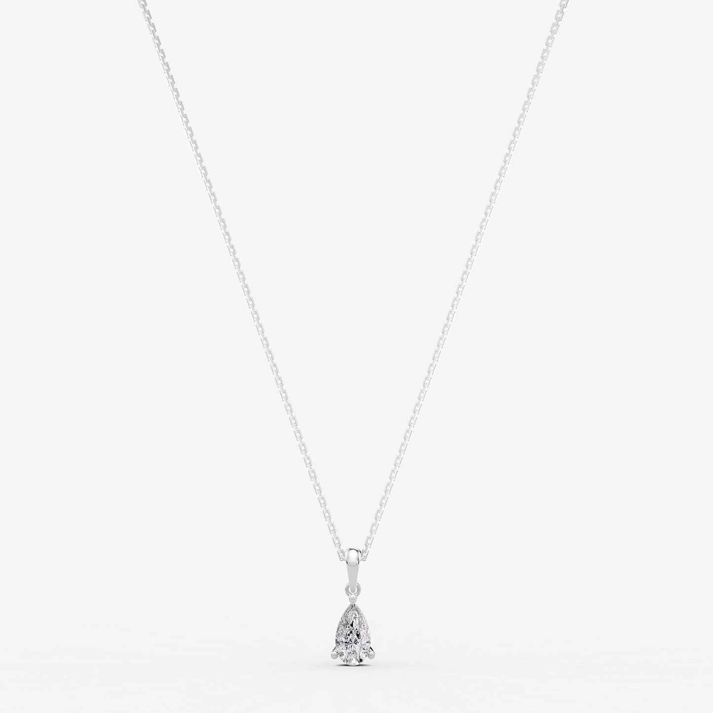 Classic Pear Solitaire Pendant in 18K White Gold