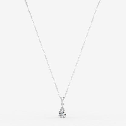 Classic Pear Solitaire Pendant in 18K White Gold