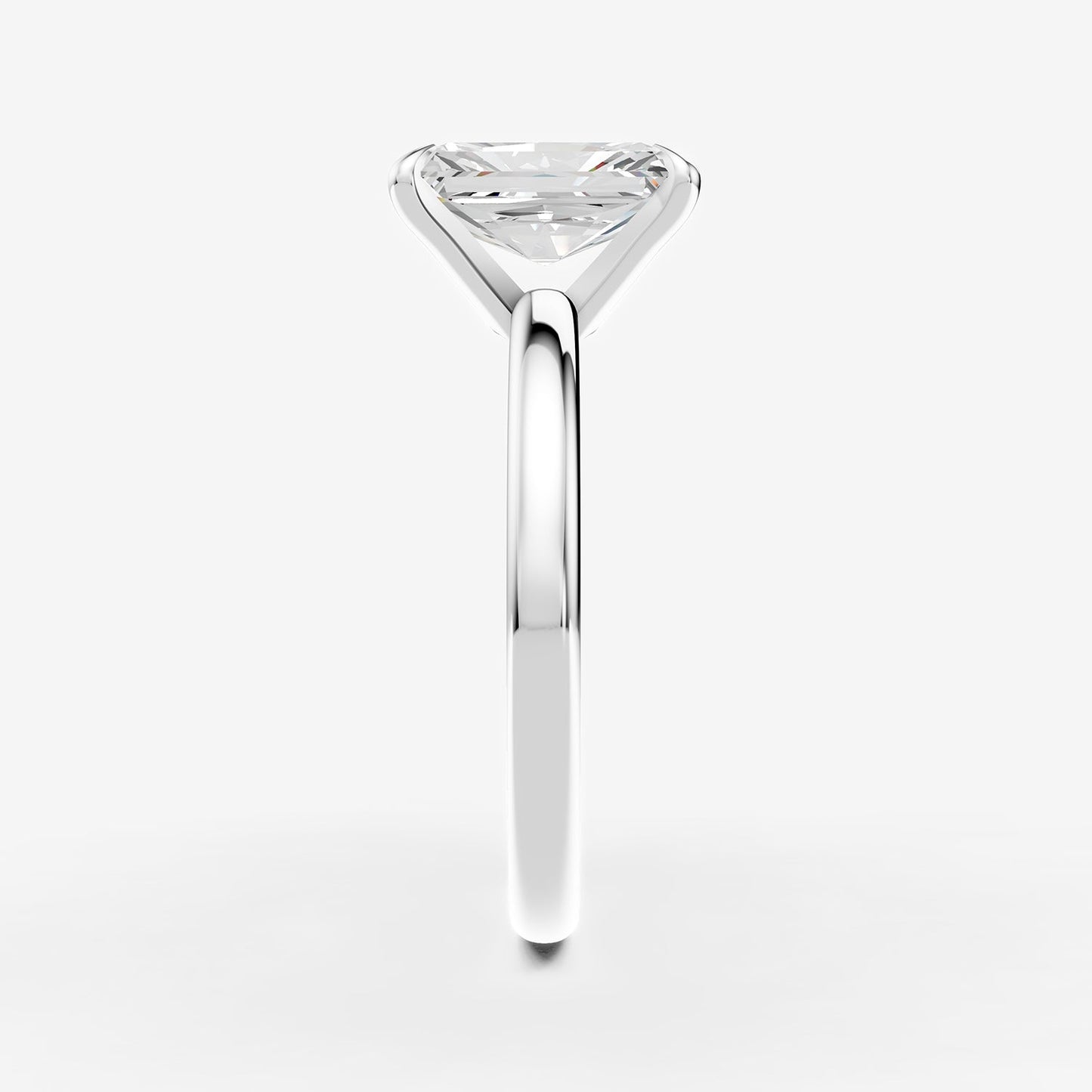 Classic Radiant Solitaire Ring in 18K White Gold