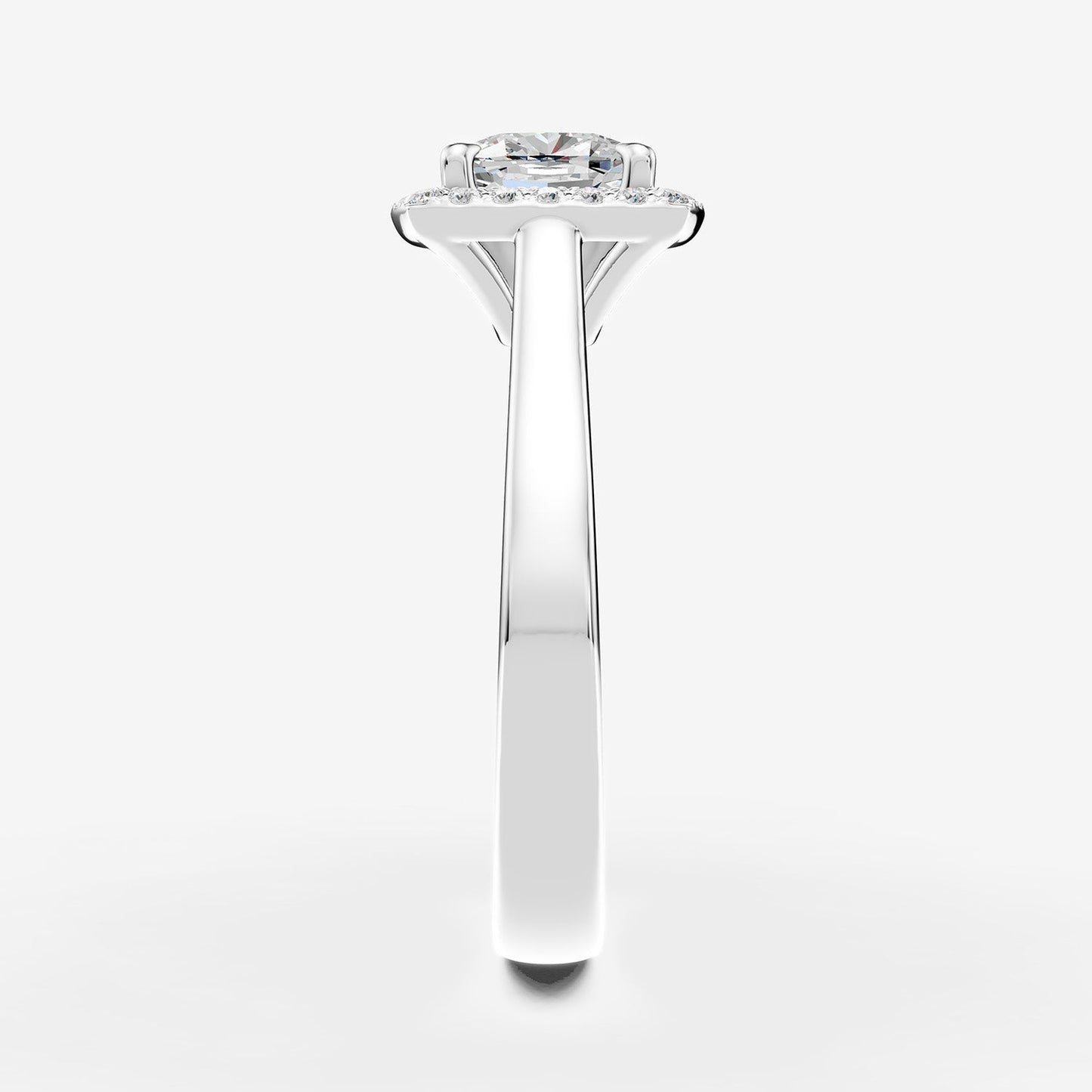 Halo Cushion Solitaire Ring in 18K White Gold