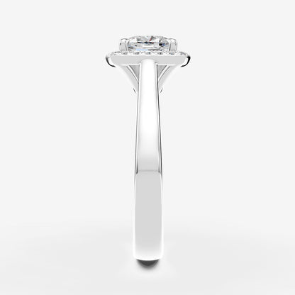 Halo Cushion Solitaire Ring in 18K White Gold