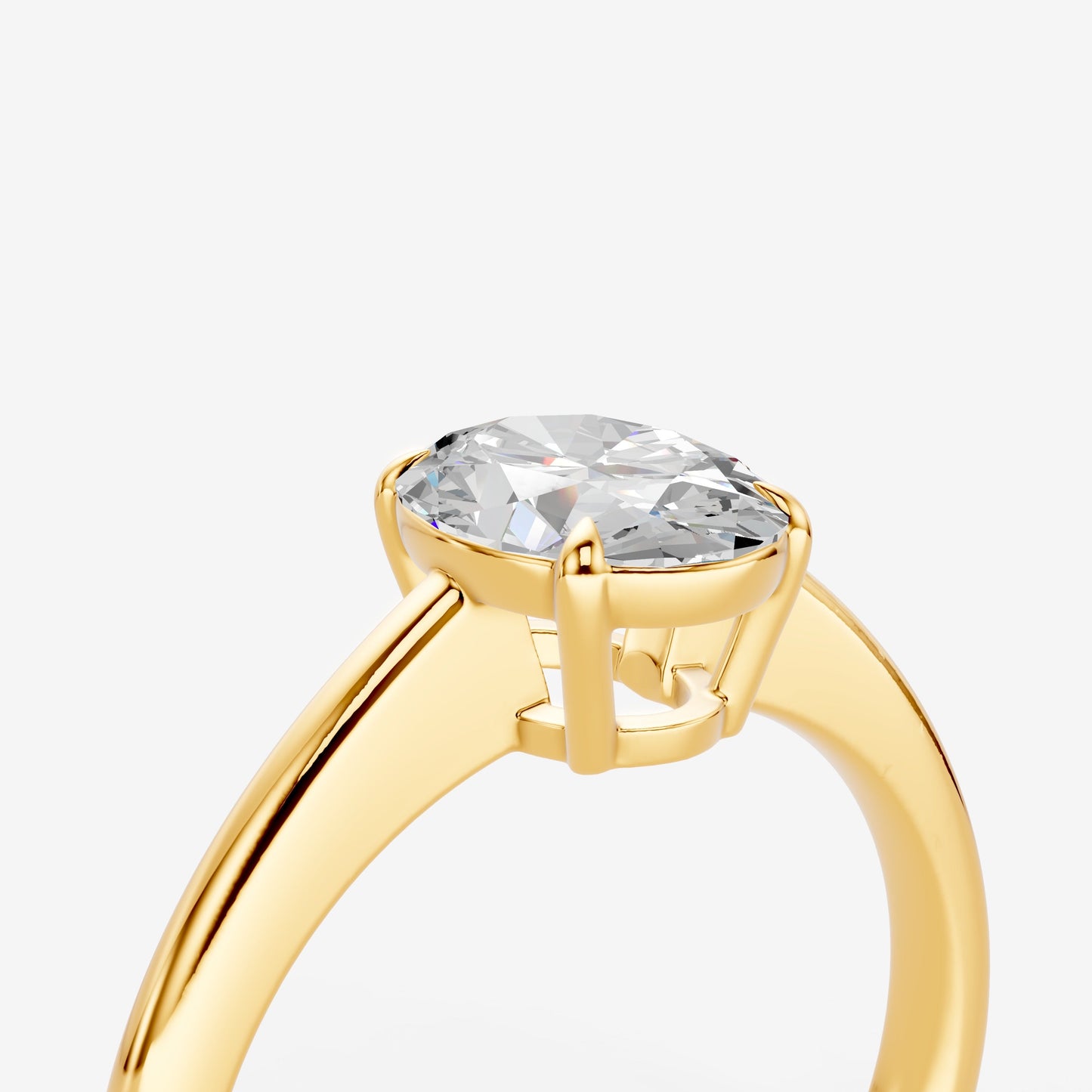 Classic Oval Solitaire Ring in 18K Yellow Gold