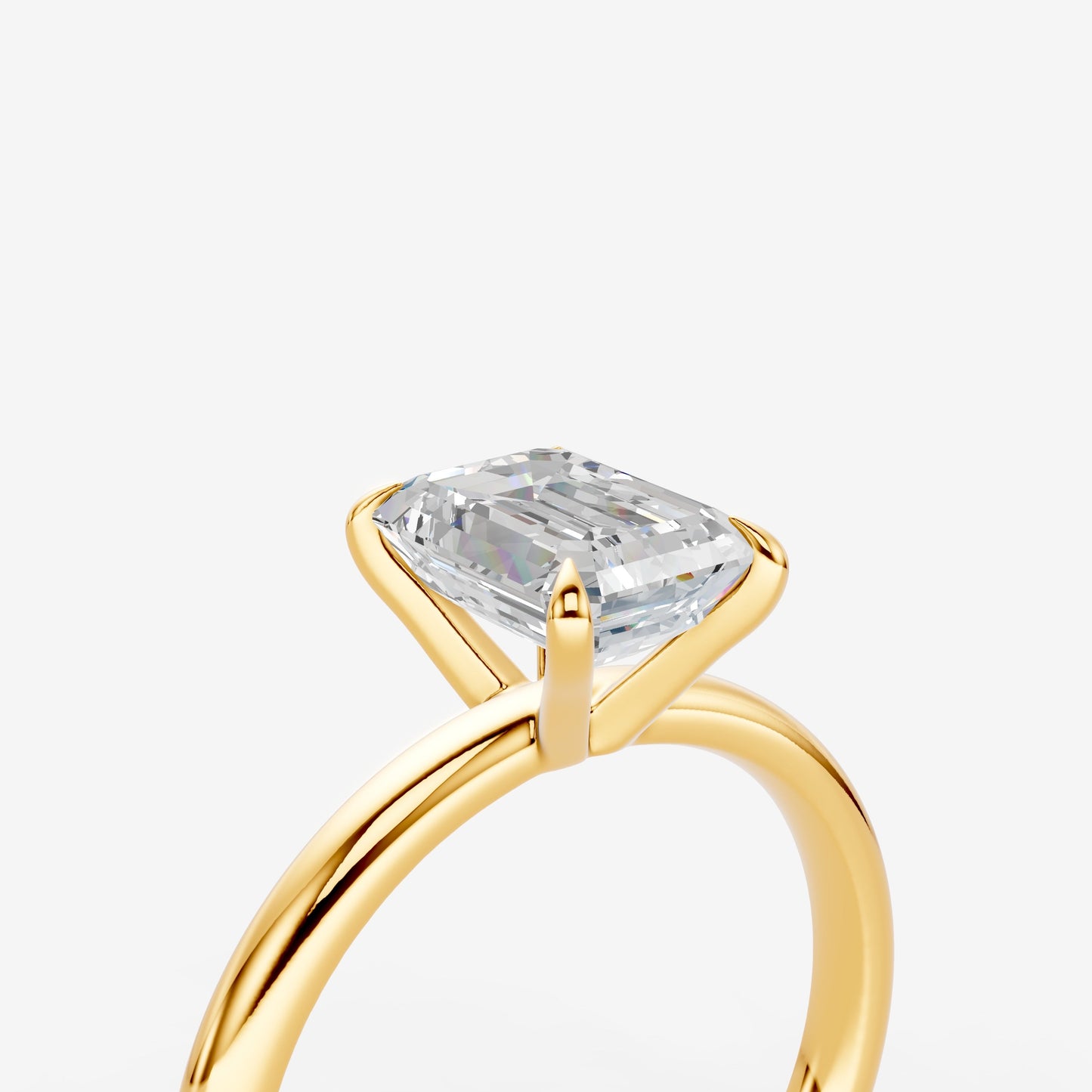 Classic Emerald Solitaire Ring in 18K Yellow Gold