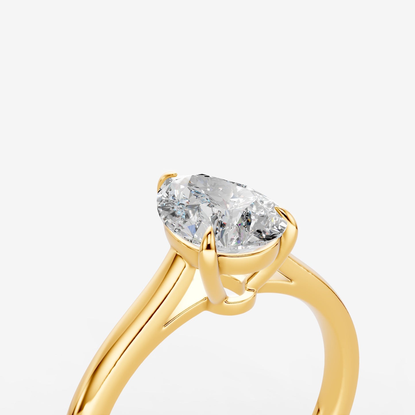 Classic Pear Solitaire Ring in 18K Yellow Gold