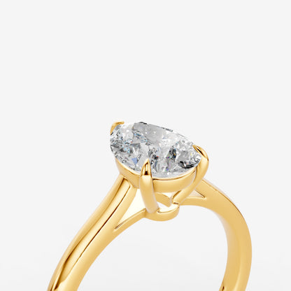Classic Pear Solitaire Ring in 18K Yellow Gold