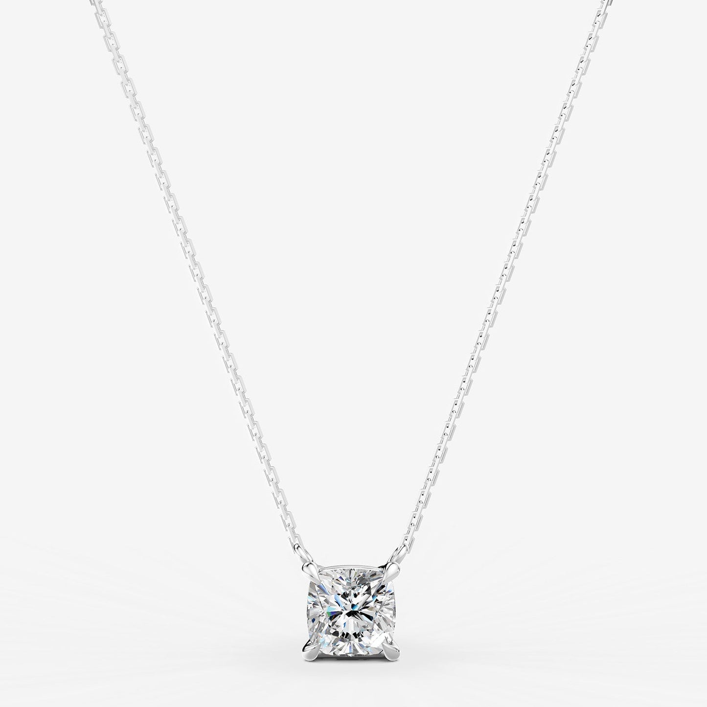 Classic Cushion Solitaire Pendant in 18K White Gold