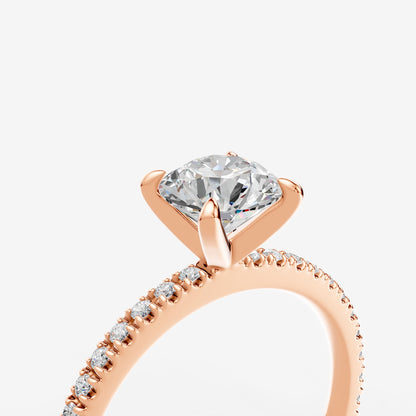 Round Solitaire Diamond Band Ring in 18K Rose Gold