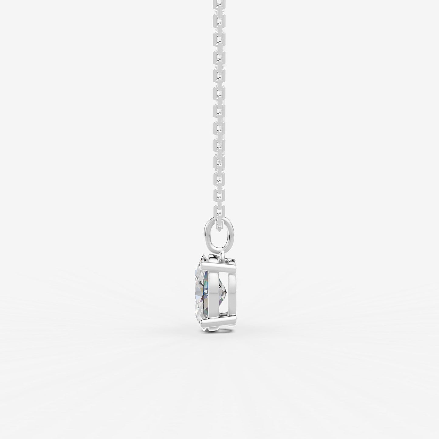 Classic Oval Solitaire Pendant in 18K White Gold