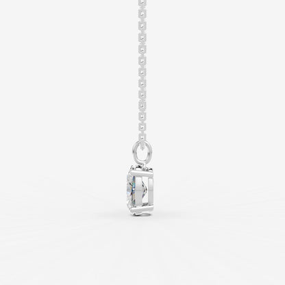 Classic Oval Solitaire Pendant in 18K White Gold