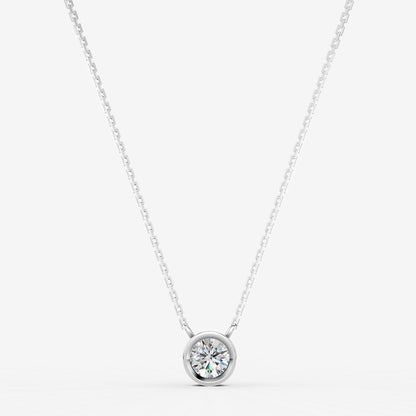 Bezel Round Solitaire Pendant in 18K White Gold
