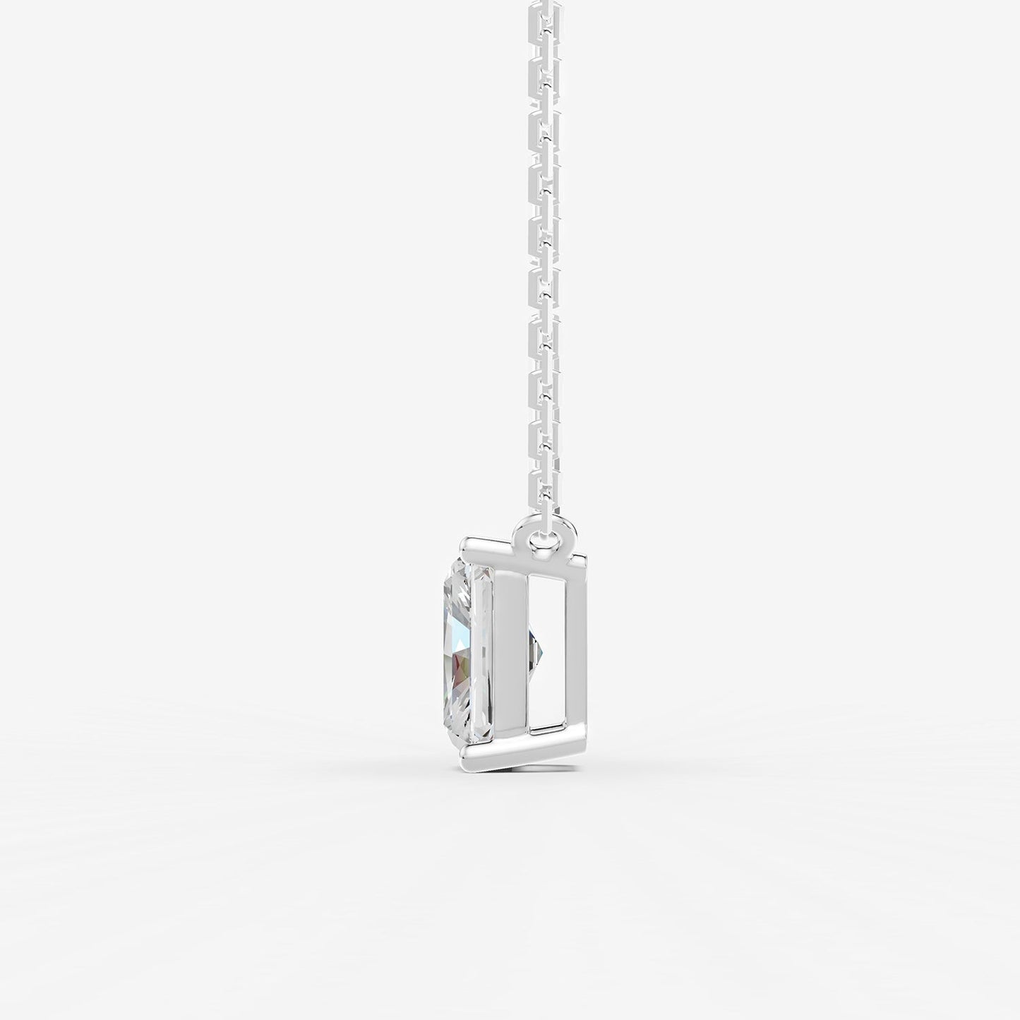 Classic Radiant Solitaire Pendant in 18K White Gold
