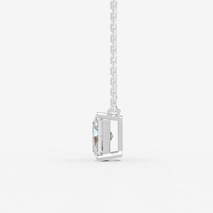 Classic Radiant Solitaire Pendant in 18K White Gold