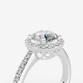Halo Round Solitaire Ring in 18K White Gold