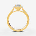 Halo Cushion Solitaire Ring in 18K Yellow Gold