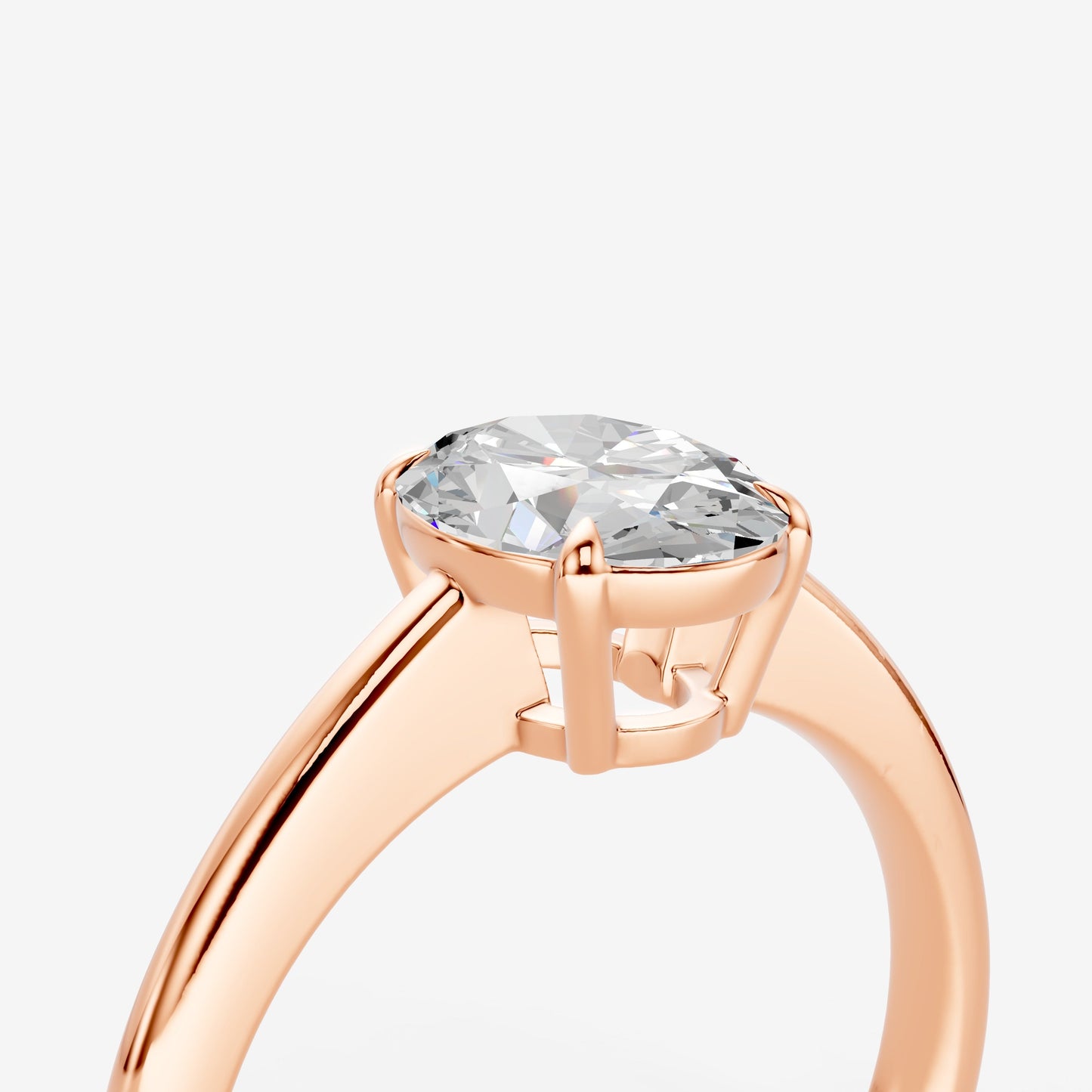 Classic Oval Solitaire Ring in 18K Rose Gold