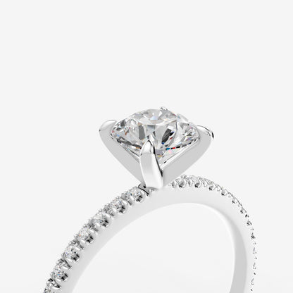 Round Solitaire Diamond Band Ring in 18K White Gold