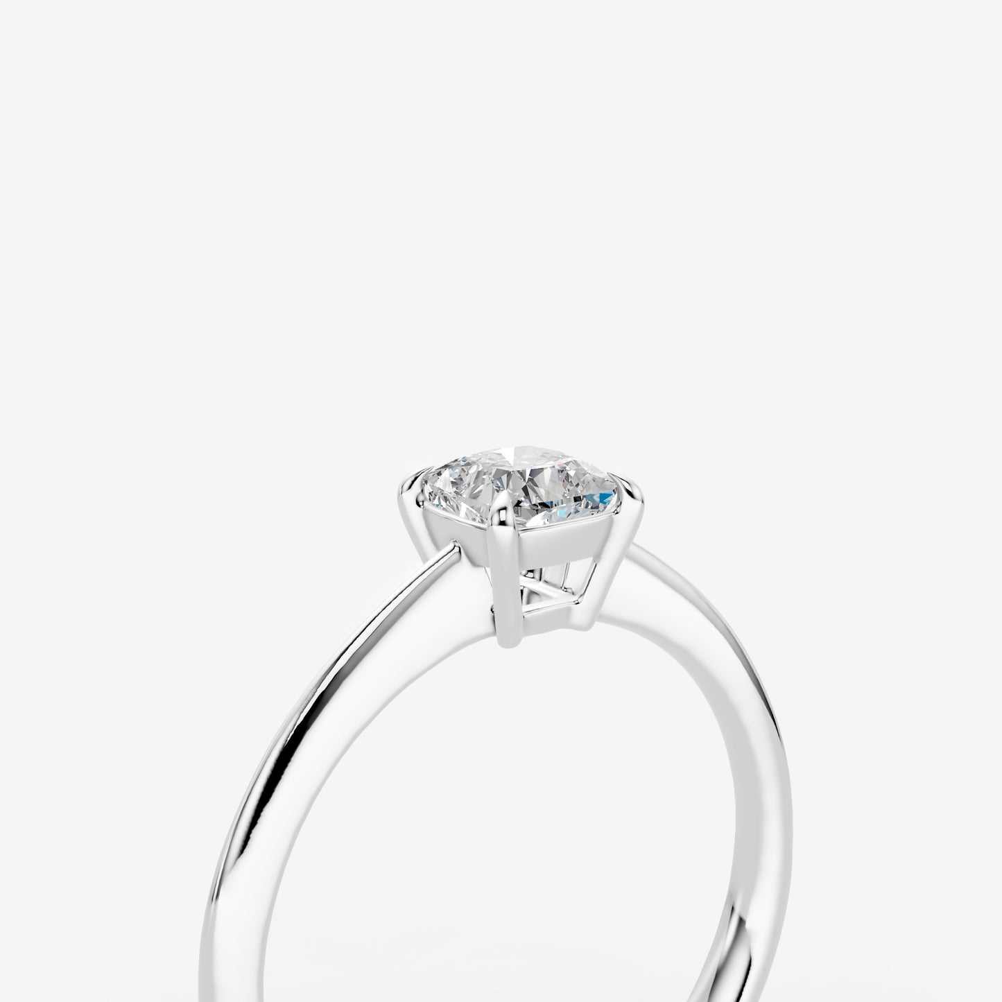 Classic Cushion Solitaire Ring in 18K White Gold