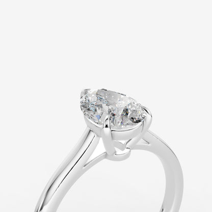Classic Pear Solitaire Ring in 18K White Gold