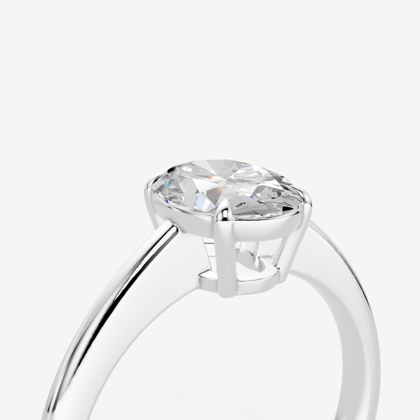Classic Oval Solitaire Ring in 18K White Gold