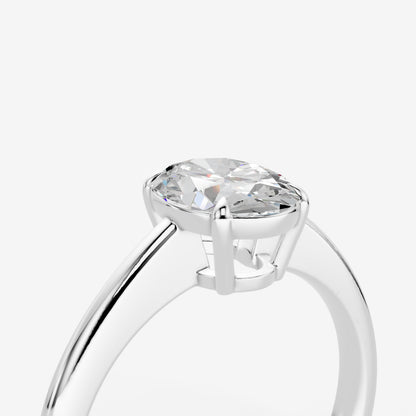 Classic Oval Solitaire Ring in 18K White Gold