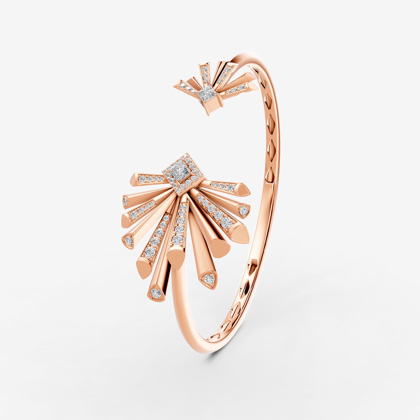 Carine Twin Starburst Diamond Bangle - Large