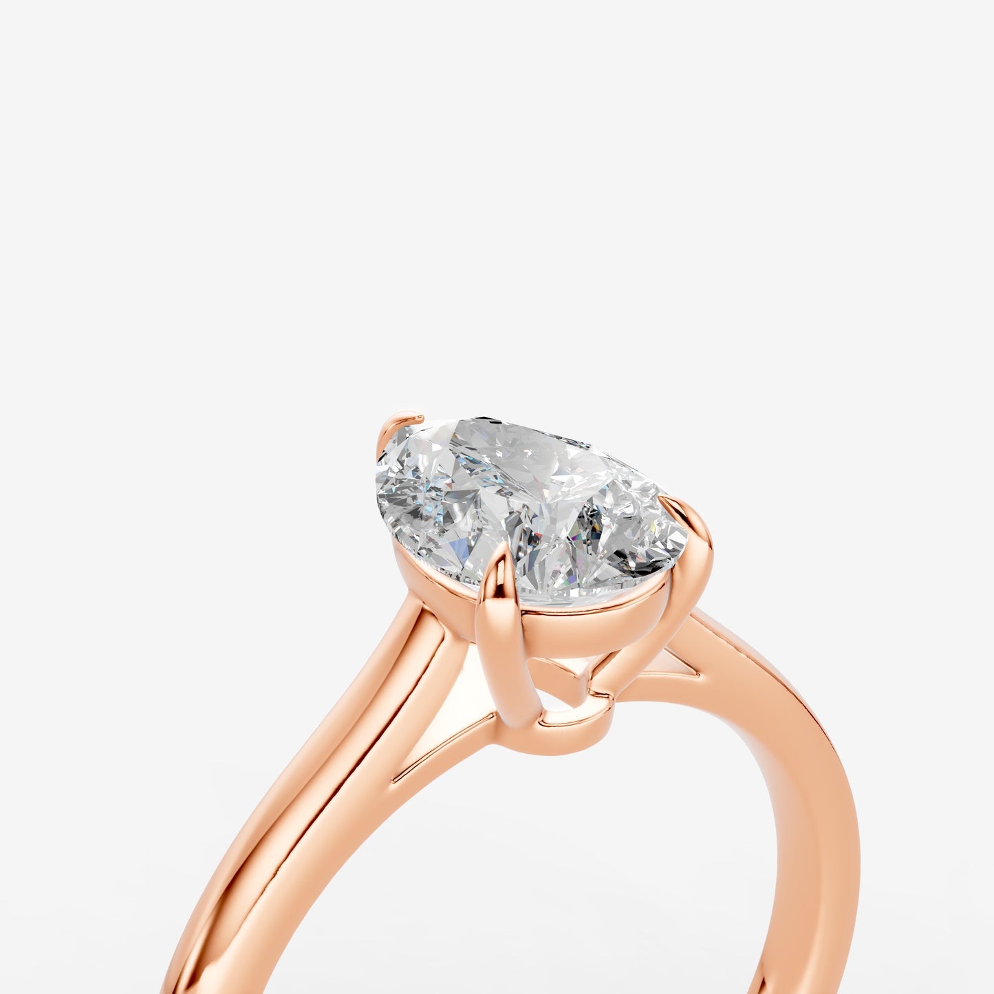 Classic Pear Solitaire Ring in 18K Rose Gold